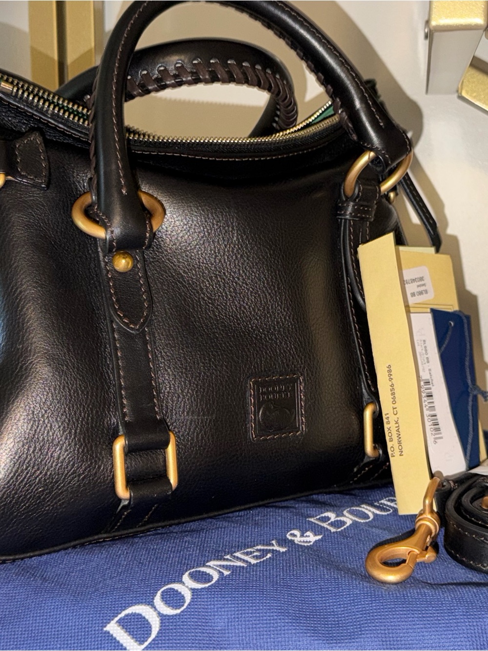 Dooney & Bourke Florentine Leather Micro Satchel Bag - Black
